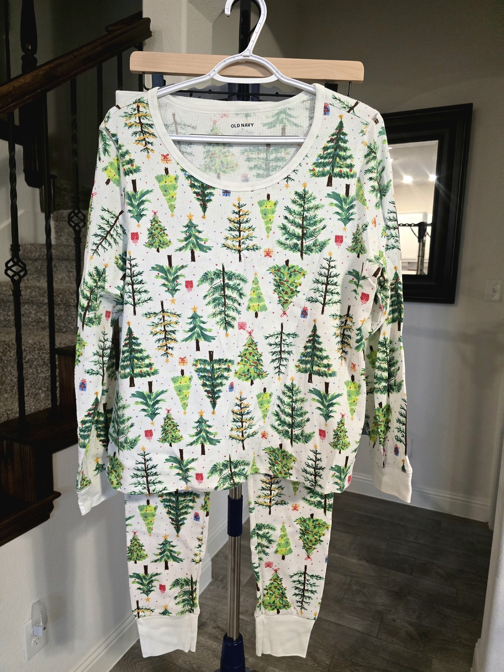 Old Navy Christmas Tree Waffle Knit Pajama Set